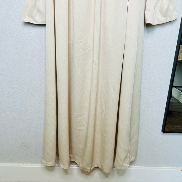 WEWOREWHAT On/Off Shoulder Smocked Dress Crème Bruilee Beige S - Picture 7 of 7